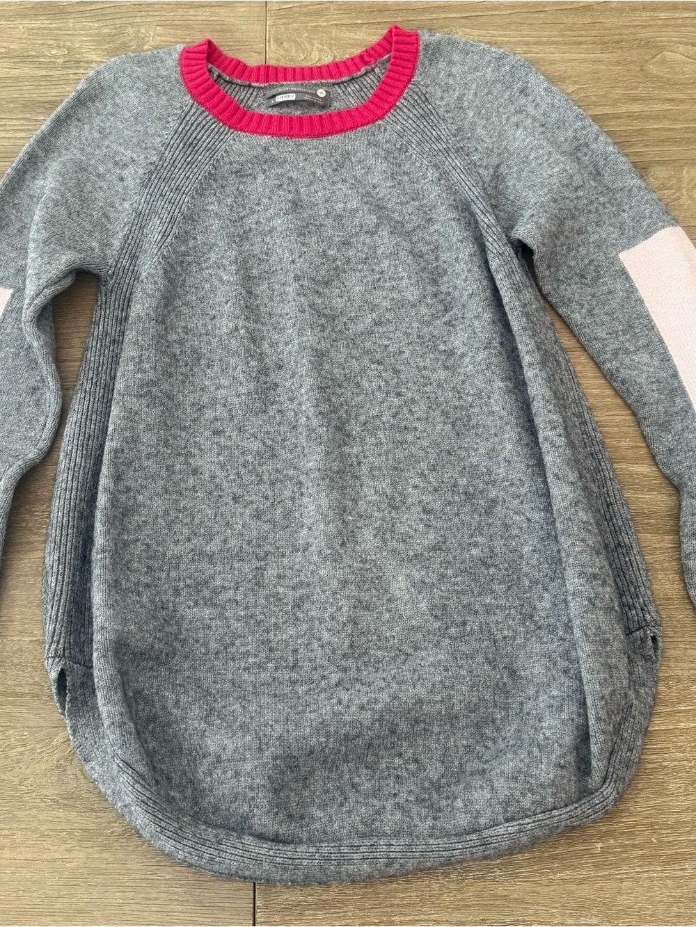 Anthropologie Rebekah Gray & Pink Elbow Patch Sweater